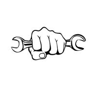 ROPEME Autocollant De Voiture Personnalisé en Vinyle, 18cm X 8cm, Mécanicien Personnalisé Tenant Une Clé, Accessoires Extérieurs De Motos Automobiles