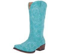 ROPER Bottes mi-mollet décontractées Riley à bout pour femme, talon bas, 2,54-5,08 cm, noir, bleu, 38 EU