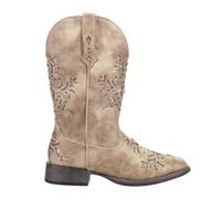 ROPER Femme Kennedy Glitter Tooled Inlay Square Toe Cowboy Boots Botte Tendance, sous-Couche dorée en Simili Cuir Brun Clair, 40.5 EU
