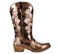 ROPER Femme Riley Floral Embroidery Snip Toe Cowboy Boots Botte Tendance, Marron, 40.5 EU