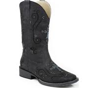 ROPER Women's Crystal Cross Square Toe Boot, Black, 11 M