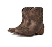 ROPER Womens Short Stuff Embossed Snip Toe Casual Boots Ankle Low Heel 1-2" - Brown - Size 5 B