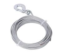 Ropes Métalliques pour Treuil Câble, Câble en Acier de 4 Mm X 12m avec Câble de Vent de Crochet Corde Corde Corde Forestière en Acier Inoxydable Galvanics Remplacement de 2000 Lb