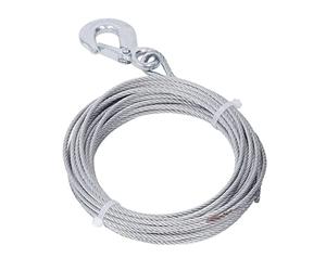 Ropes Métalliques pour Treuil Câble, Câble en Acier de 4 Mm X 12m avec Câble de Vent de Crochet Corde Corde Corde Forestière en Acier Inoxydable Galvanics Remplacement de 2000 Lb