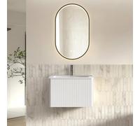 Ropilly ETNA Ensemble Meuble Vasque 60 cm Blanc Pré-Assemblé avec Miroir