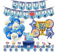 Ropniik 46 Pièces Décorations De Fête Des Pères,Happy Father's Day Banner,Ballons Thème De La Fête Des Pères Ballons En Latex,Best Dad Cake Topper Ballon Trophée En Aluminium Cadeau pour Papa