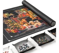 ROPODA Tapis de Puzzle, Plateau de Puzzle pour 1500 Pièces avec 4 Grands Plateaux de Tri, Tapis Puzzles avec RouleauAntidérapant, Roll Up Mat avec Accessoires pour Enfants et Adultes