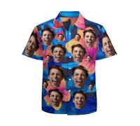 RoPox Chemises Hawaïenne Homme, Style Vacances Été, Chemise Hawaïenne Personnalisable avec Photo, Beach Party Fancy Dress Stag Do Shirts, pour Plage Vacances