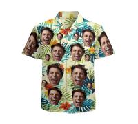 RoPox Chemises Hawaïenne Homme, Style Vacances Été, Chemise Hawaïenne Personnalisable avec Photo, Beach Party Fancy Dress Stag Do Shirts, pour Plage Vacances