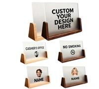 RoPox Customized Acrylic Sign, Customizable Photos and Text, with Two Materials Wood Base for Office Hotel Restaurant Exhibition Wedding, Anniversary, Five, for Decoration, Party