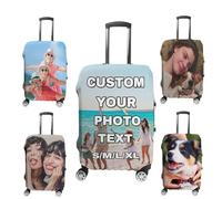 RoPox Housse de Valise Personnalisée, Photo, Texte et Logo Personnalisables, Double Face Design, Bagages Accessoires, Valise Lavable Anti-Rayures Couvre-Bagages, pour 18-32 Pouce Valise