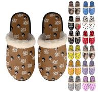 RoPox Pantoufles Personnalisées et Chaudes, Chaussons Personnalisées avec Photo/Texte/Logo, Chaussons doublés en Peluche Douce, Antidérapantes - Idée cadeau originale