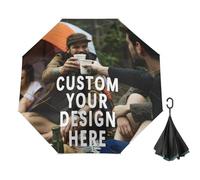 RoPox personnalisé Parapluie inversé, images personnalisées et texte parapluies pliables, ouverture automatique, Anti Vent, Anti Tempete, pour couples, famille, unisexe