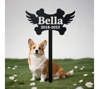 RoPox Pierre Tombale Personnalisée, Personnalisable avec Photo et Texte, Pierre tombale Gravure Laser sur Mesure, Plaque сommémorative, Décoration pour Cimetière d'animaux Nom, Date