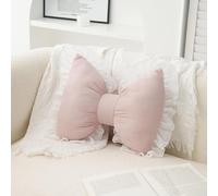 ROPTINK Bow Shaped Decorative Pillow, 15 in Bow Pillow Bow Shaped Pillow Decorative, Soft Bowknot Lumbar Pillow, 3 Colors Cute Bow Shaped Pillows (Pink)