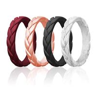 ROQ Alliances en caoutchouc de silicone pour femme, alliances fines et empilables, ensemble de bijoux de mariée, bagues d'anniversaire, bagues de promesse, style feuilles et feuilles de flamme