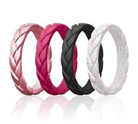 ROQ Alliances en caoutchouc de silicone pour femme, alliances fines et empilables, ensemble de bijoux de mariée, bagues d'anniversaire, bagues de promesse, style feuilles et feuilles de flamme