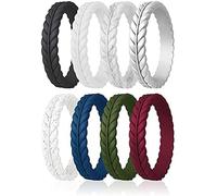 ROQ Alliances en caoutchouc de silicone pour femme, fines feuilles de lavande, alliances en caoutchouc, ensemble de bijoux de mariée, bagues d'anniversaire, bagues de promesse, plusieurs paquets