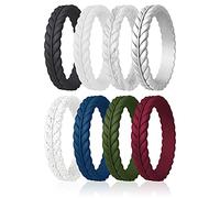 ROQ Alliances en caoutchouc de silicone pour femme, fines feuilles de lavande, alliances en caoutchouc, ensemble de bijoux de mariée, bagues d'anniversaire, bagues de promesse, plusieurs paquets