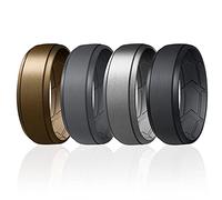 ROQ Alliances en silicone pour homme - Bague en silicone respirante et élégante avec rainures intérieures en forme de flèche pour une meilleure respirabilité - Alliance fine classique en caoutchouc de