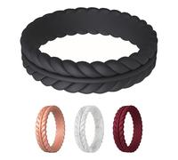 ROQ Bagues en silicone pour femme - Alliance en silicone et bague de fiançailles en caoutchouc pour femme - Bijoux respirants et confortables - Bague de promesse pour elle, lot multiple et multicolore