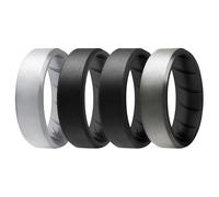 ROQ Bagues en silicone pour homme, bord biseauté unique, bague de mariage en silicone pour homme et bague de fiançailles en caoutchouc pour homme, bagues en silicone respirantes et confortables pour