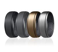 ROQ Bagues en silicone respirant pour homme - Rainures intérieures en forme de flèche pour une meilleure respirabilité - Alliance classique en caoutchouc de silicone pour homme - Noir, gris, bronze