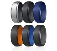 ROQ Bagues en silicone respirant pour homme - Rainures intérieures en forme de flèche pour une meilleure respirabilité - Alliance classique en caoutchouc de silicone pour homme - Argent, noir, bleu