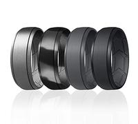 ROQ Bagues en silicone respirant pour homme - Rainures intérieures en forme de flèche pour une meilleure respirabilité - Alliance classique en caoutchouc de silicone pour homme - Noir, gris, argent