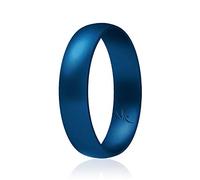 ROQ Silicone Wedding Ring For Women, Affordable Comfort Fit 6mm Love Metallic Silicone Rubber Wedding Bands - Metal Blue - Size 5