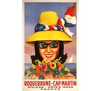 Roquebrune Cap Martin Cote Azur Reproduction Affiche Poster-Format Size 50X70 cm Papier 300 GR-Vente du fichier numérique HD Possible Nous Consulter.(Boutique : affichevintage.FR)
