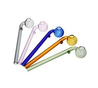 RORA 10pcs brûleur d'huile en verre Pipes d'eau pipes à fumer en verre 16cm Longueur main petite pipe colorée Mini Handmade Bongs en verre (A#)