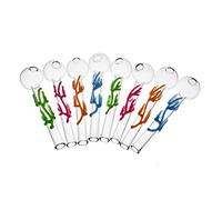 RORA 4inch Tuyau de brûleur à mazout en verre Pipe à main phosphorescente 10pcs Petite pipe en verre portable Bong (Colorful)