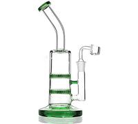 RORA Bong en verre de 25,4 cm en forme de tuyau à eau en nid d'abeille avec bol en quartz de 14,5 mm (vert)