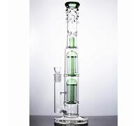 RORA Dôme De Verre Bong Double Arbre Le Tuyau d'eau 18mm Bowl Waterpipe Hauteur 40cm (Vert)