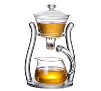 RORA Ensemble à thé et café en verre résistant magnétique avec couvercle rotatif et bol semi-automatique - Théière paresseuse Kungfu (simple, cristal)