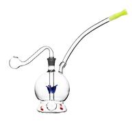 RORA Mini Bong en verre 10mm Petite pipe en verre Pipe à huile portable faite à la main Bongs à fumer avec tuyau en silicone (Round)