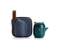 RORA Service à thé de voyage avec sac portable, Kung Fu fait à la main, théière tout-en-un, 1 théière et 2 tasses, convient pour les voyages, le bureau et la maison (vert)
