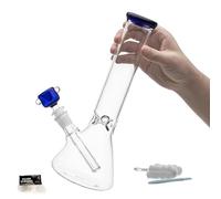 RORA Tall Glass Bong Straight Handmade Simple Filter 14.5mm Smoking Glass Water Pipe with Downstem Adapte