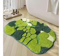 RORA Tapis de Bain antidérapant en Microfibre Douce Absorbant l'eau, esthétique pour décoration de Salle de Bain de Style bohème (81,3 x 50,8 cm, Vert Mousse)