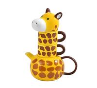 RORA Théière en céramique avec 2 tasses à thé en porcelaine peinte à la main pour café, latte, thé au lait, thé aux fleurs et aux fruits (500 ml)