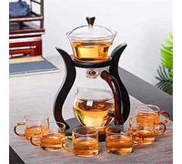 RORA Théière en Verre Semi-Automatique avec Couvercle Rotatif pour Débit d'Eau Magnétique - Ensemble à Thé avec 6 Bols (Théière avec 6 Tasses, 0.7 L)
