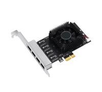 Rordigo 1 carte réseau PCIE POE 4 ports noir 10/100/1000/2500Mbps Gigabit industriel Ethernet convertisseur 20G PCIE X4 adaptateur puce 8125BG