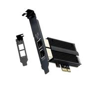 Rordigo Carte réseau Pcie vers RJ45 I226-V 2,5 G Gigabit Ethernet double ports 100/1000/2500 Mbps pour bureau Noir 1 pièce