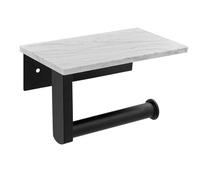 Rordigo Porte-rouleau de papier toilette en marbre avec étagère, support mural pour armoire de salle de bain, décoratif, noir, , installation facile