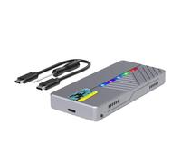 Rordigo Smart Display M.2 Boîtier de disque dur mobile 10 Go Double protocole NVMe/SATA Coque en alliage d'aluminium