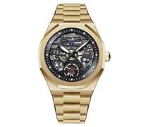 RORIOS Affaires Montre Homme Montre Analogique Quartz avec Bracelet en Acier Inoxydable Cadran Squelette Montre-Bracelet pour Hommes