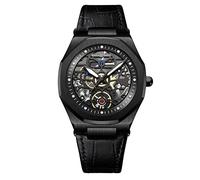 RORIOS Affaires Montre Homme Montre Analogique Quartz avec Bracelet en Cuir Cadran Squelette Montre-Bracelet pour Hommes
