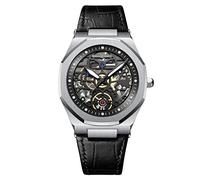 RORIOS Affaires Montre Homme Montre Analogique Quartz avec Bracelet en Cuir Cadran Squelette Montre-Bracelet pour Hommes