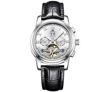 RORIOS Automatique Mécanique Tourbillon Homme Montres Bracelet Calendrier Lumineux Acier Inoxydable Étanche Multifonction Montres